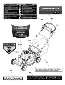 Decals Group (7502695a) Diagram and Parts List for 7800852-JS28FC 2012 Briggs and Stratton Lawn Mower